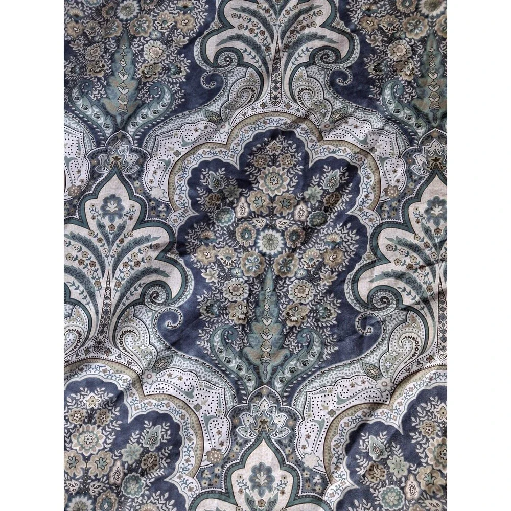 Pottery Barn Jordana Blue Paisley 100% Cotton  Duvet Cover Queen